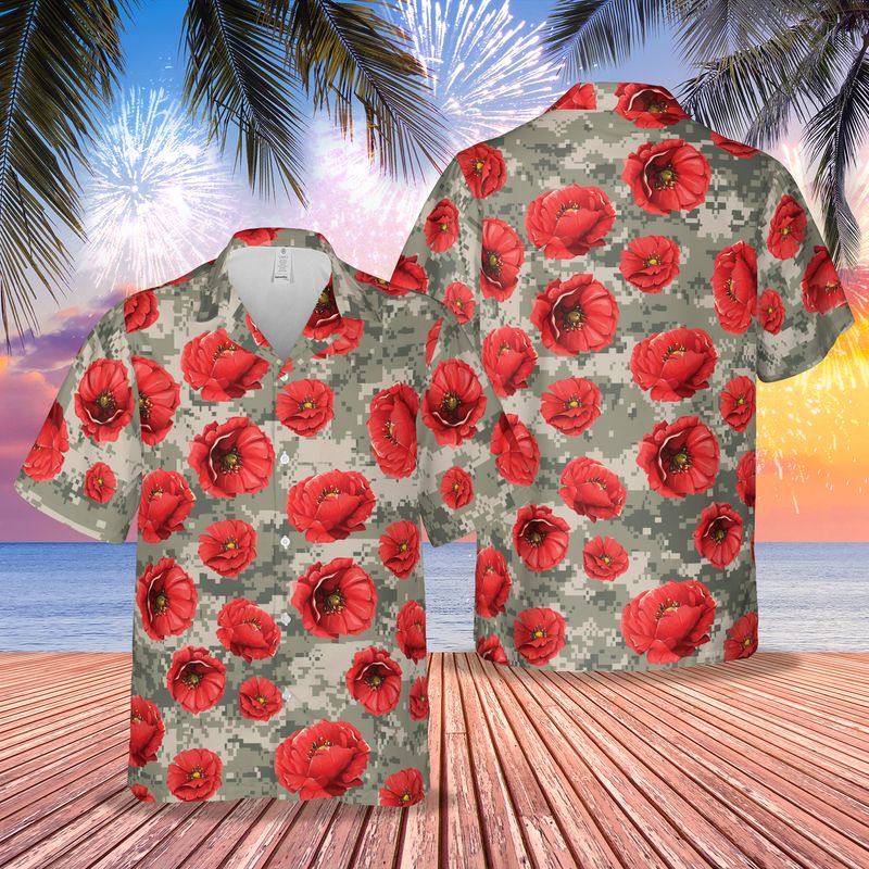 USA Army Poppy Flower Hawaii Shirt