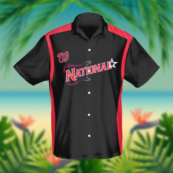 Washington Nationals MLB Black Personalized Hawaiian Shirt