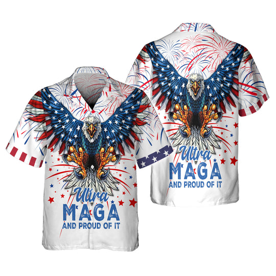 Ultra Ma-ga And Proud Of It American Flag 4th of July Hawaiian Shirt