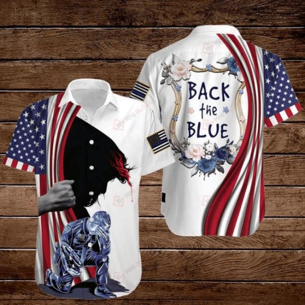 American Flag Jesus Police Officer Back The Blue Independence Day Hawaiian Shirt