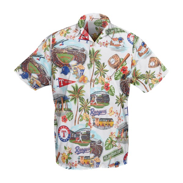 Texas Rangers MLB Logo Pattern Summer Hawaiian Shirt