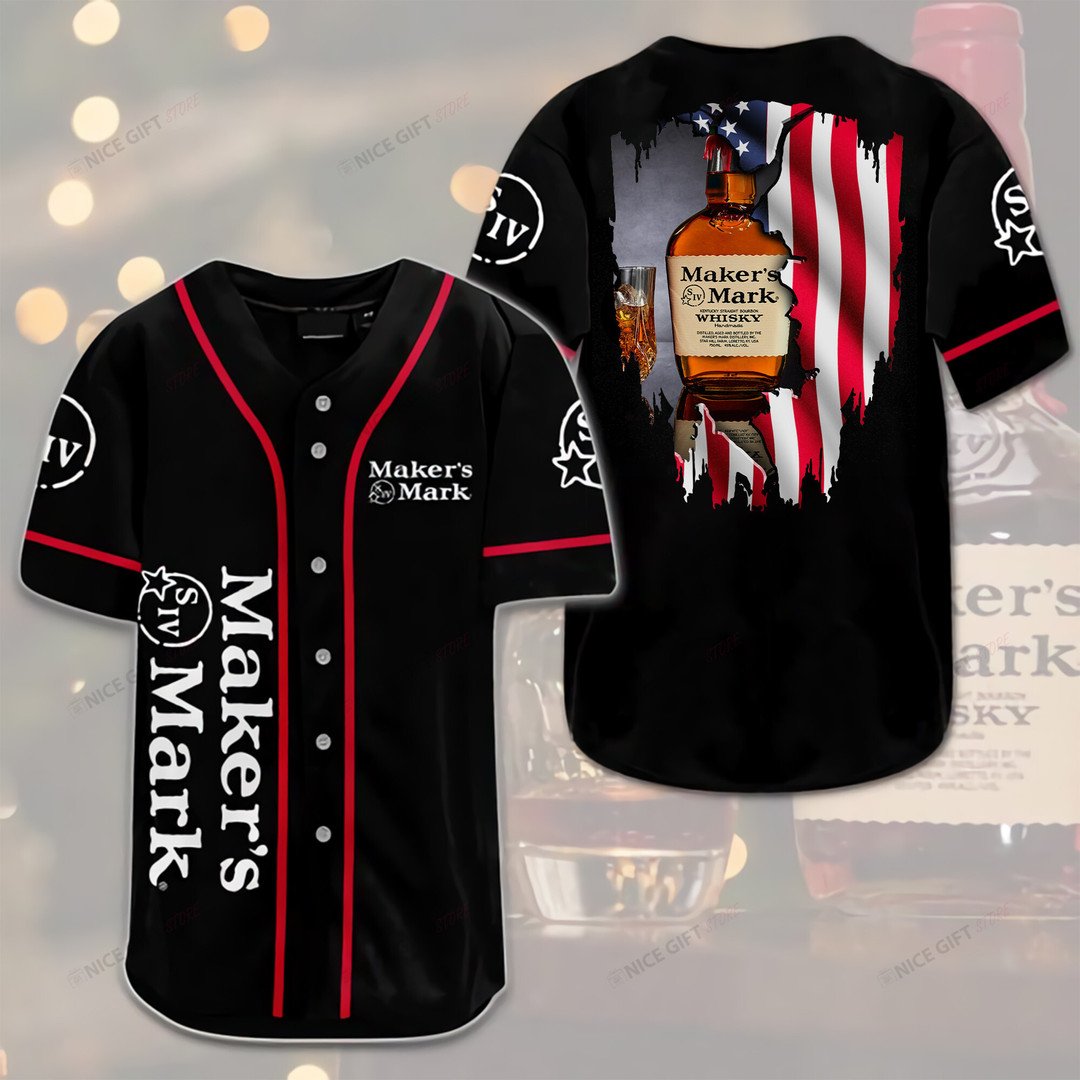 Maker's Mark Whisky American Flag Baseball Jersey