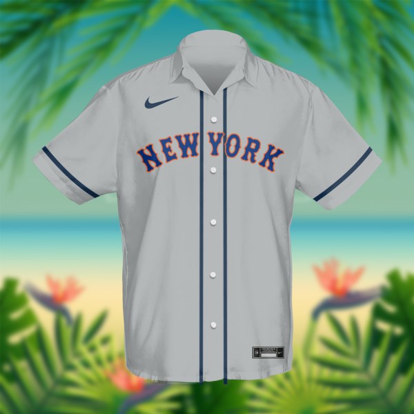 New York Mets MLB Grey Personalized Hawaiian Shirt