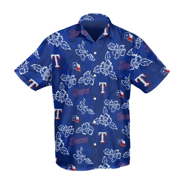 Texas Rangers MLB Hibiscus Hawaiian Shirt