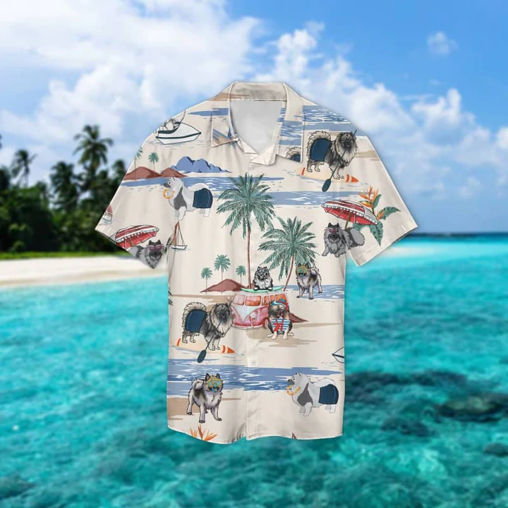 Keeshond Summer Beach Aloha Hawaiian Shirt