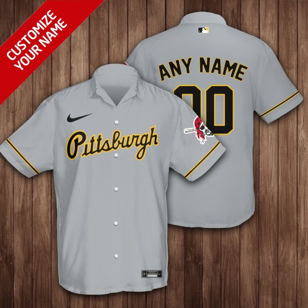 Pittsburgh Pirates MLB Grey Personalized Hawaiian Shirt