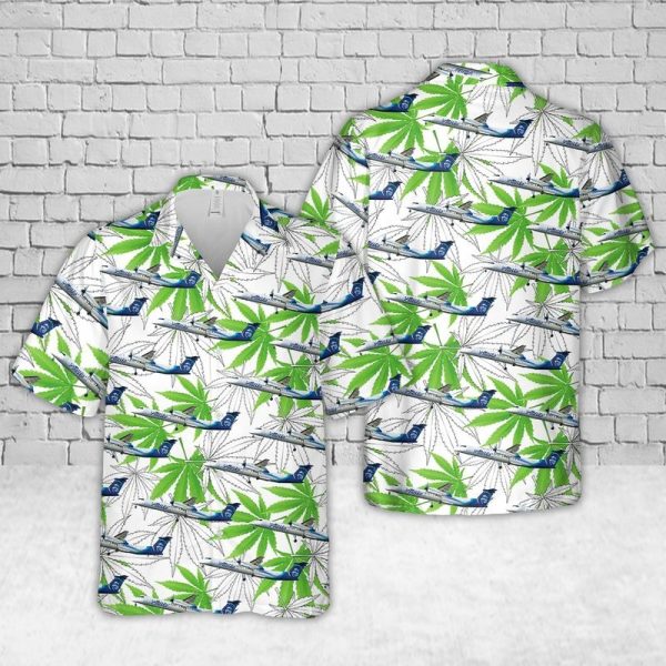 Alaska Airlines Bombardier Q400 Cannabis Hawaiian Shirt