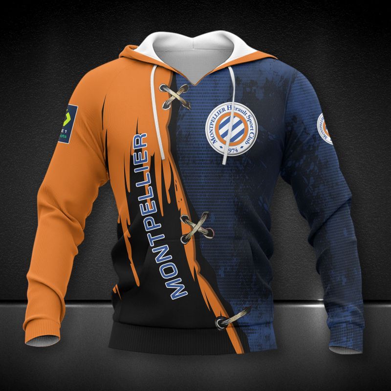Montpellier HSC orange 3d all over printed hoodie