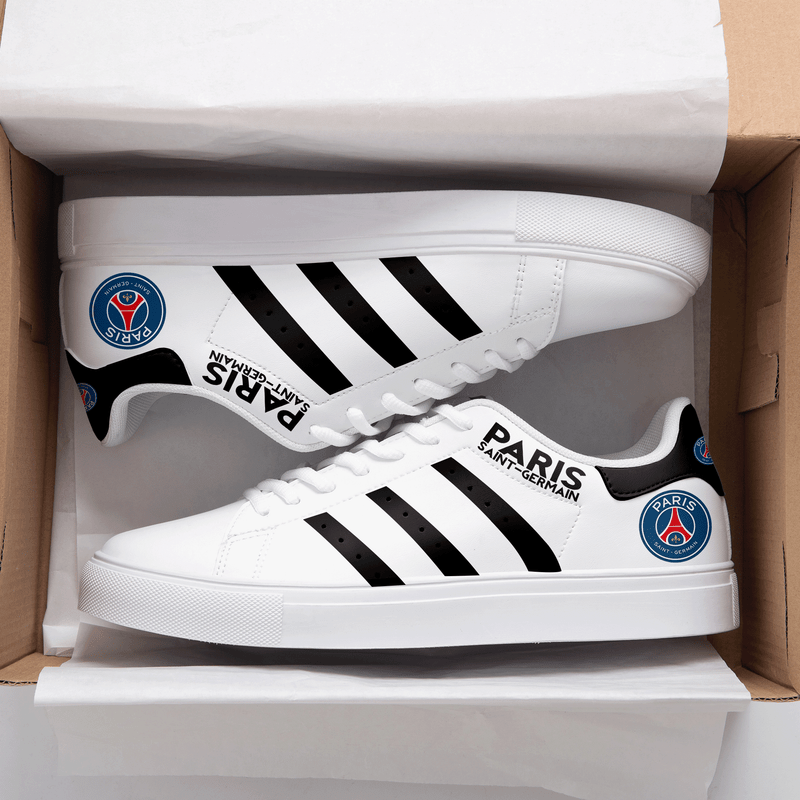 PSG White Black 3d Over Printed Stan Smith Shoes