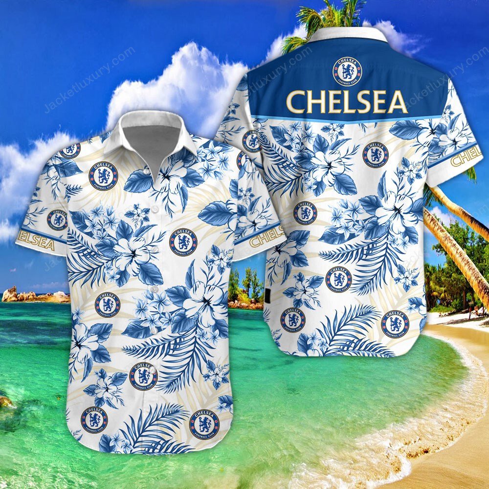 Chelsea FC blue 2022 tropical summer hawaiian shirt