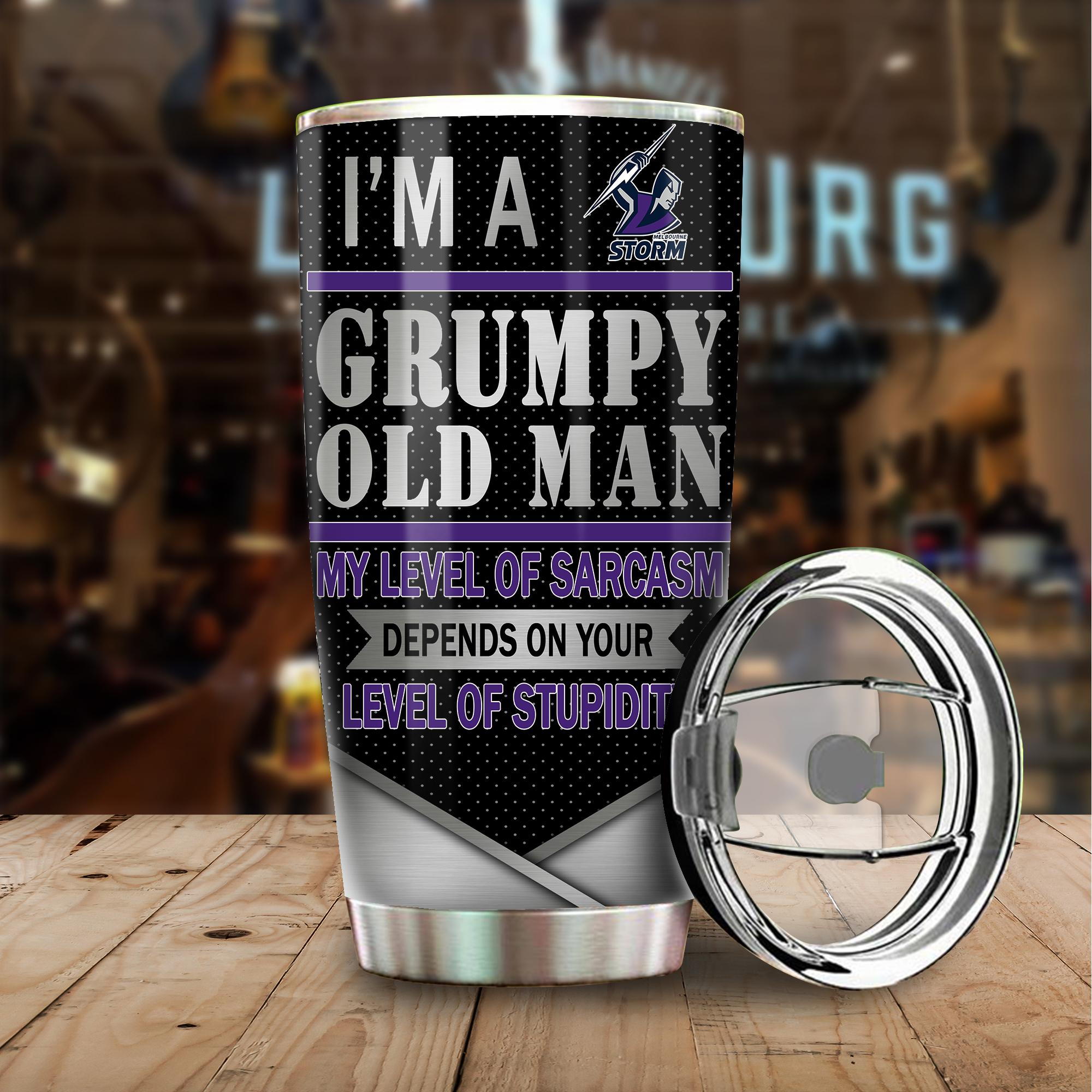 Melbourne Storm I'm A Grumpy Old Man Custom Name Tumbler Cup
