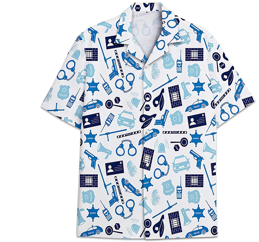 Police Pattern Hawaiian Shirt