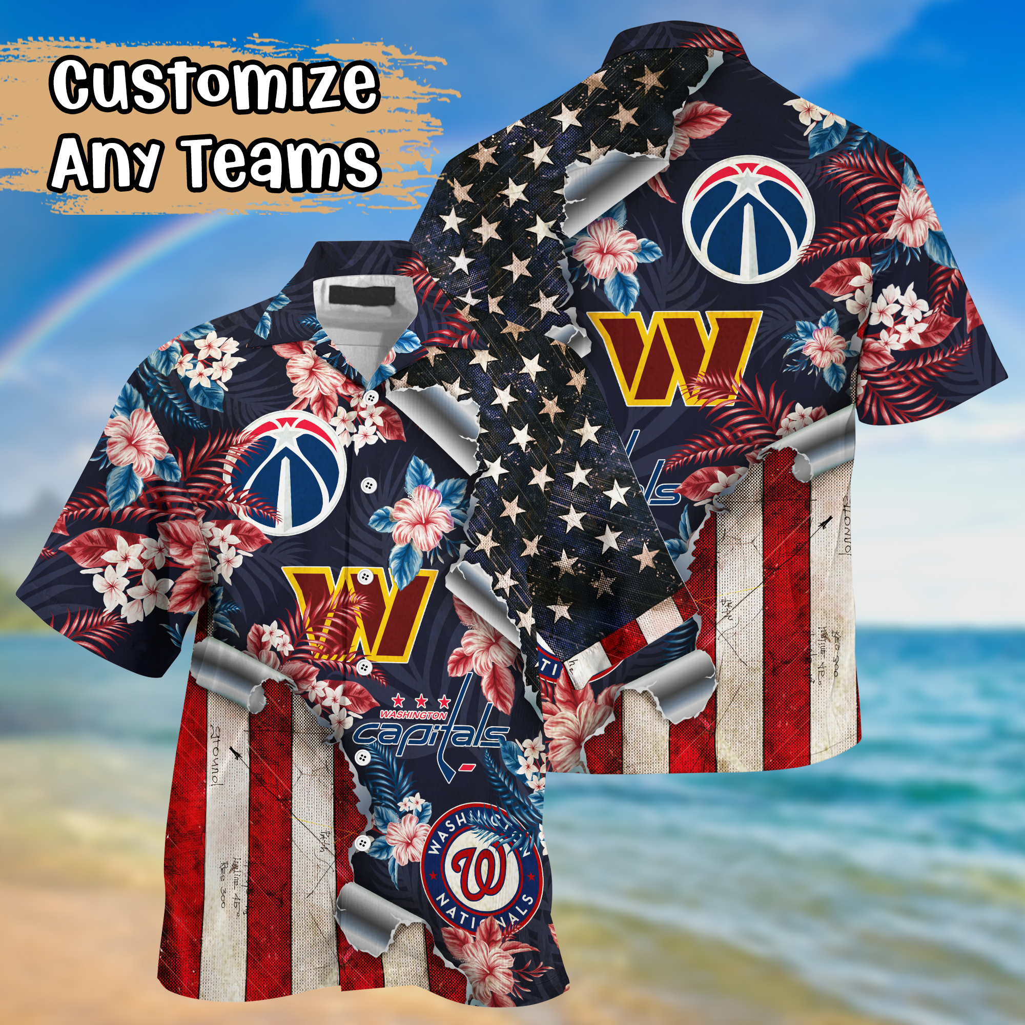 Washington Sport Teams US Flag Independence Day Hawaiian Shirt