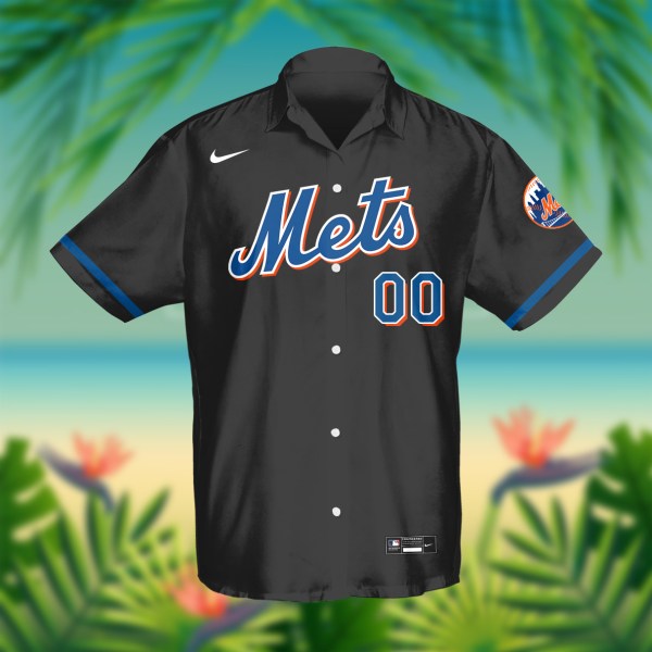 MLB New York Mets MLB Black Personalized Hawaiian Shirt