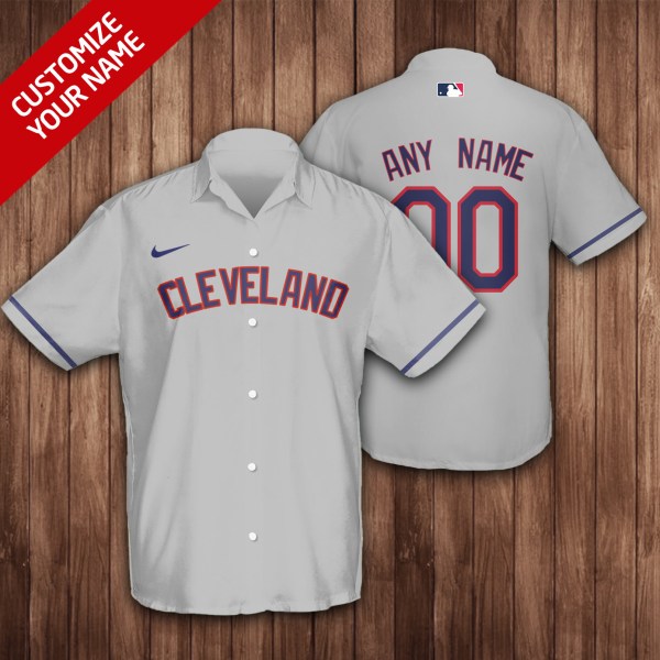 Cleveland Indians MLB Grey Personalized Hawaiian Shirt