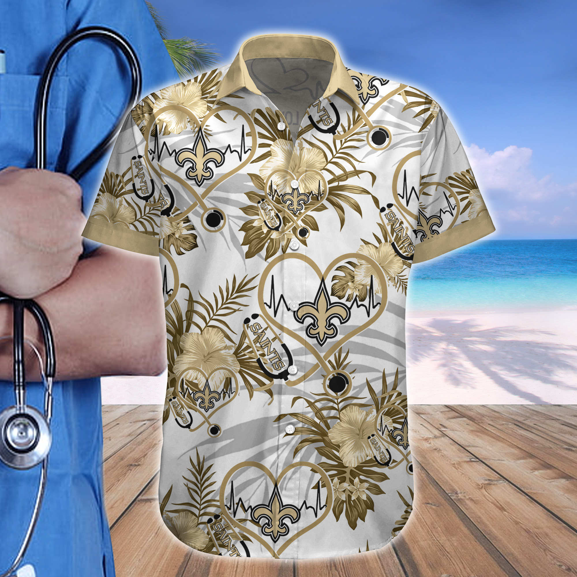 Nurse Love New Orleans Saints Hawaiian shirt