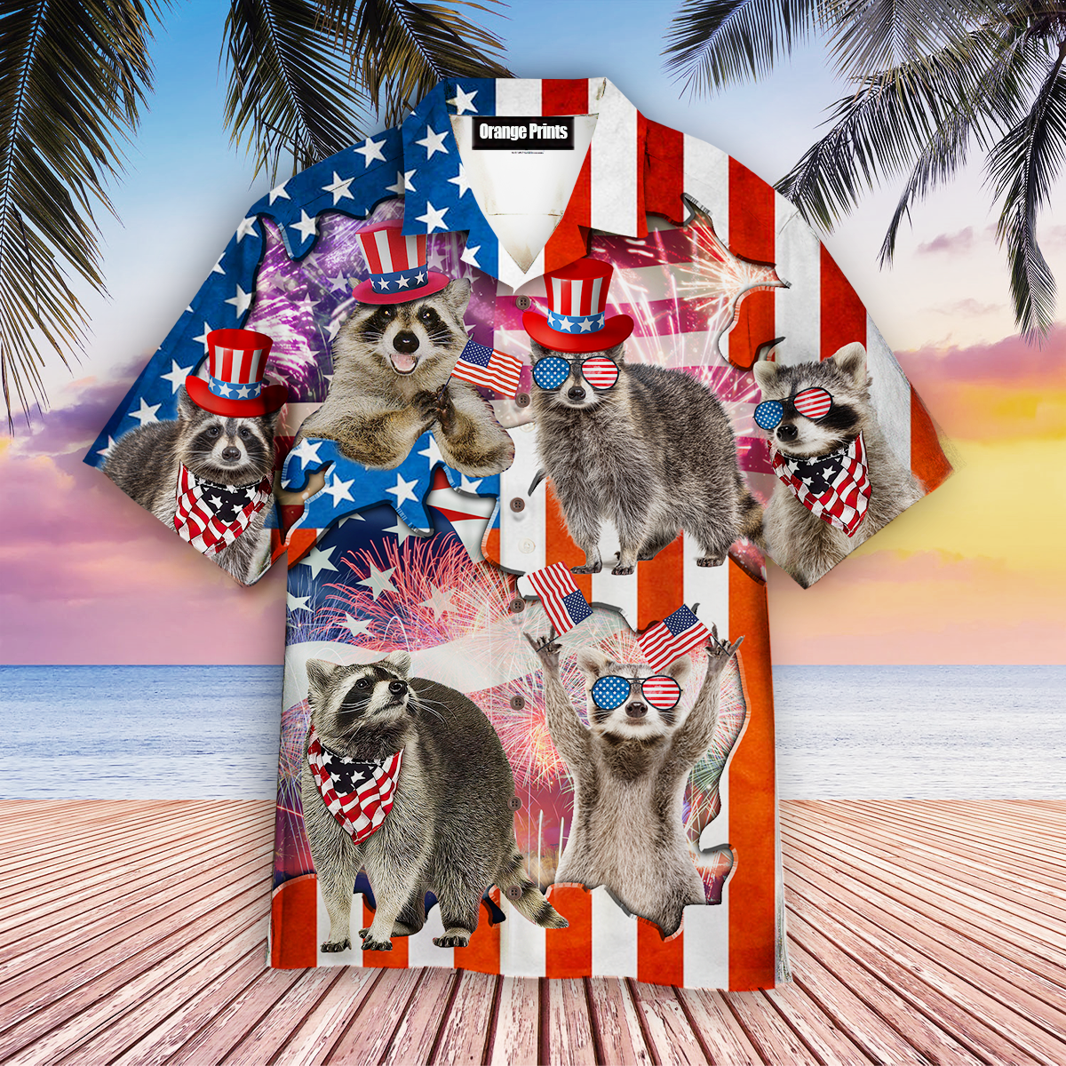 Raccoon Love America 4th Of July Hawaiian Shirt