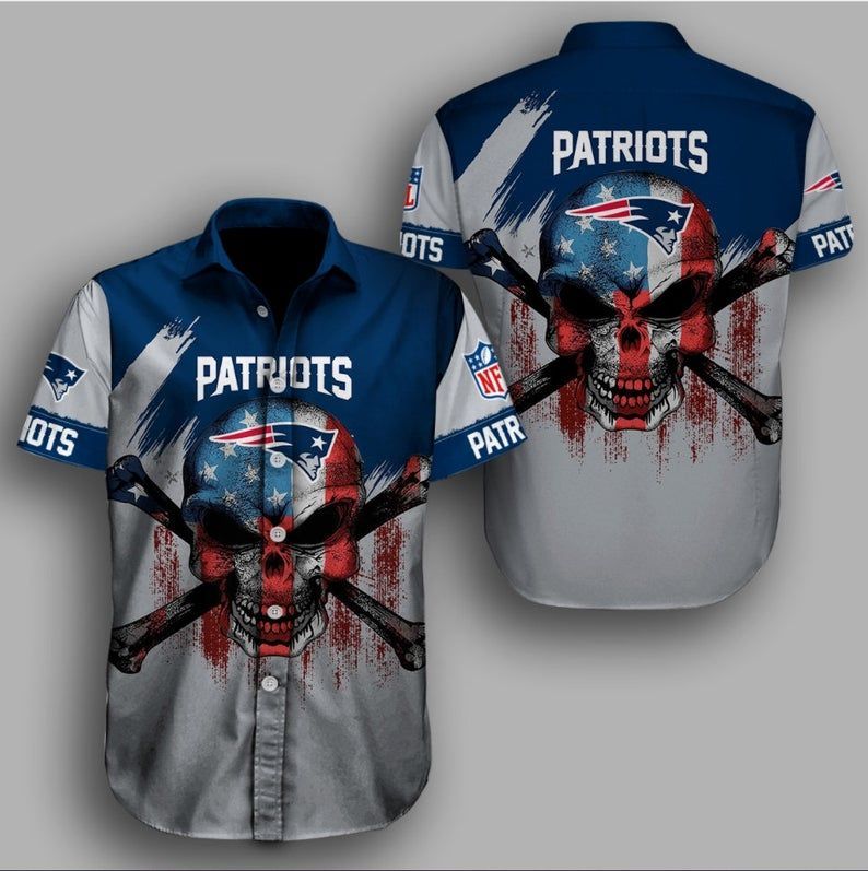 New England Patriots Skull NFL Football Team Hawaiian Shirt