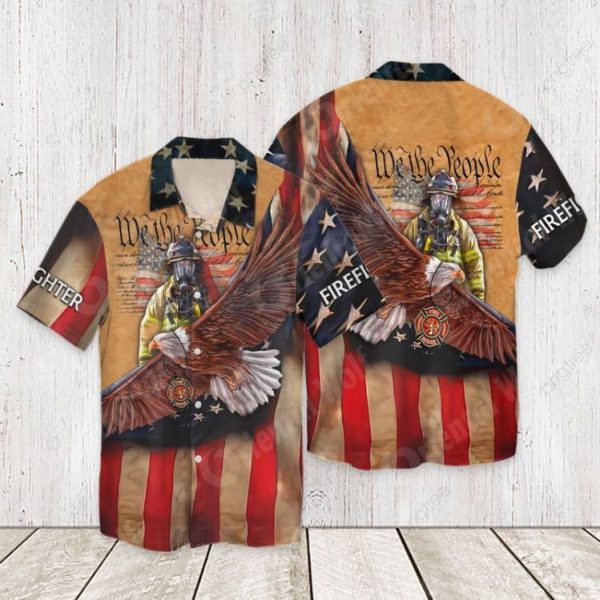 Memorial Day Eagle Firefighter We The People 4th Of July Hawaiian Shirt