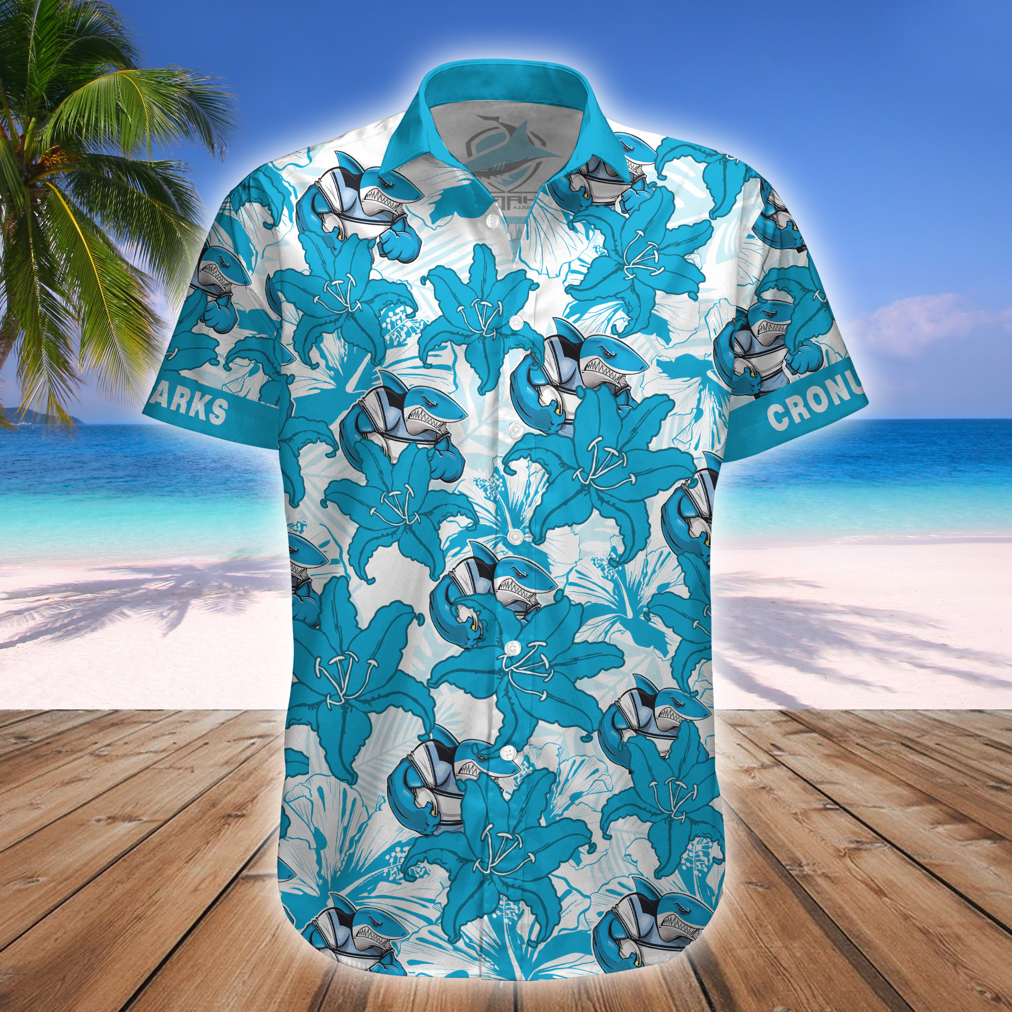 Cronulla Sharks NRLMascot Hawaiian Shirt