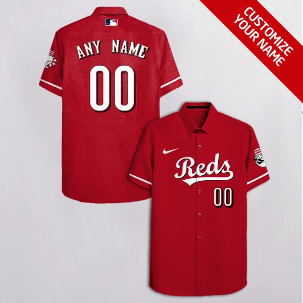 Cincinnati Reds MLB Custom Name And Number Red Hawaiian Shirt