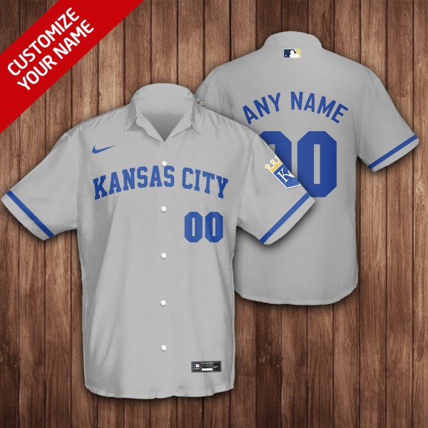 Kansas City Royals MLB Grey Personalized Hawaiian Shirt