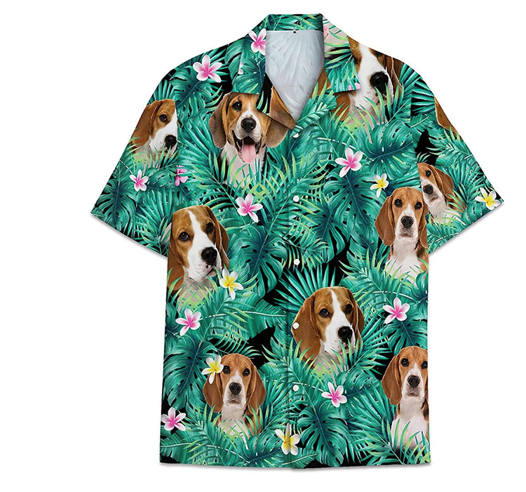 Dog Beagle Pattern Tropical Hawaiian Shirt