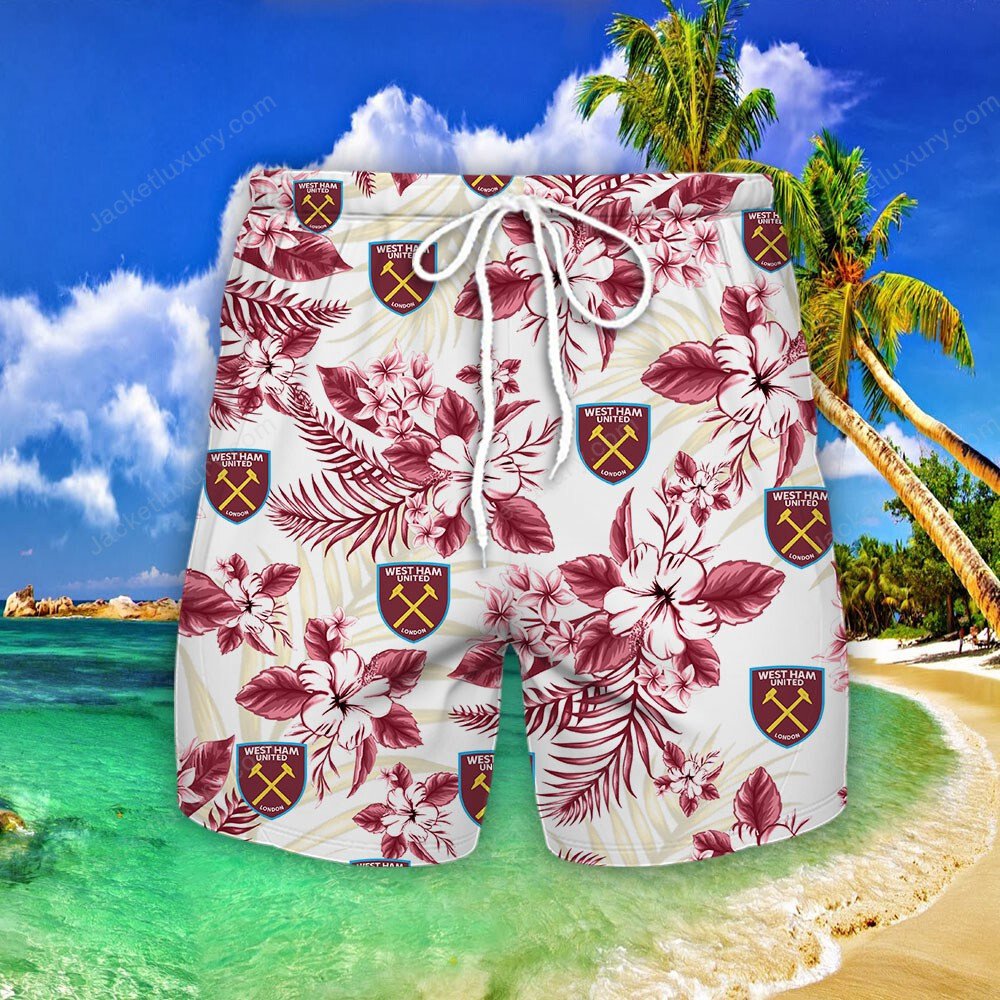 West Ham United FC red 2022 tropical summer hawaiian shirt