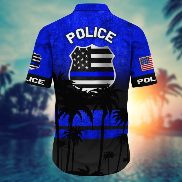 Police Military Custom Name And Rank Palm Tree Summer 2022 Hawaiian Shirt