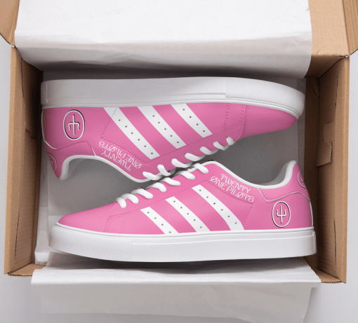 Twenty One Pilots Pink And White Stan Smith Low Top Shoes