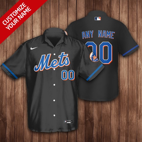 MLB New York Mets MLB Black Personalized Hawaiian Shirt