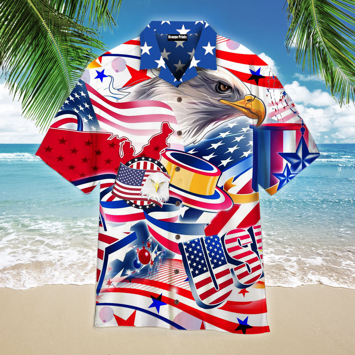 Eagle American Flag Hawaiian Shirt