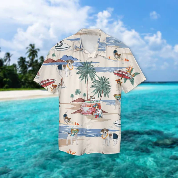 Jack Russell Terrier Beach Aloha Hawaiian Shirt