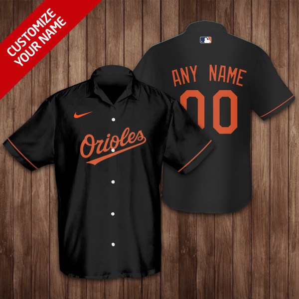 Baltimore Orioles MLB Black Personalized Hawaiian Shirt