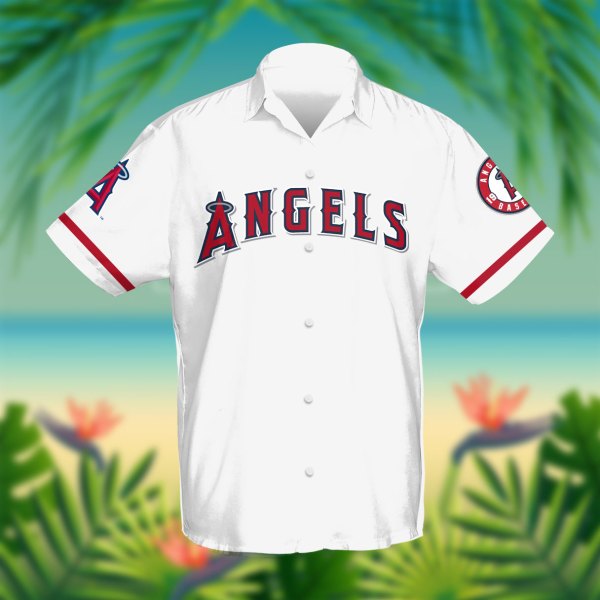 Los Angeles Angels MLB Custom Name White Hawaiian Shirt