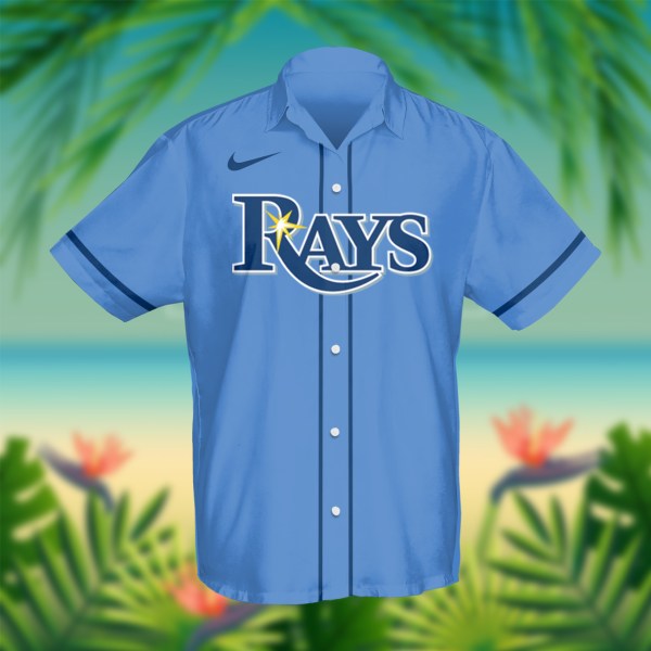 Tampa Bay Rays MLB Custom Name Blue Hawaiian Shirt