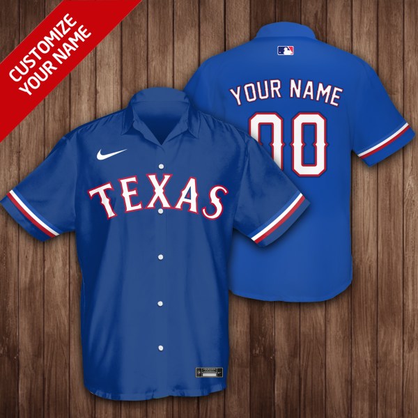 Texas Rangers MLB Personalized Blue Hawaiian Shirt