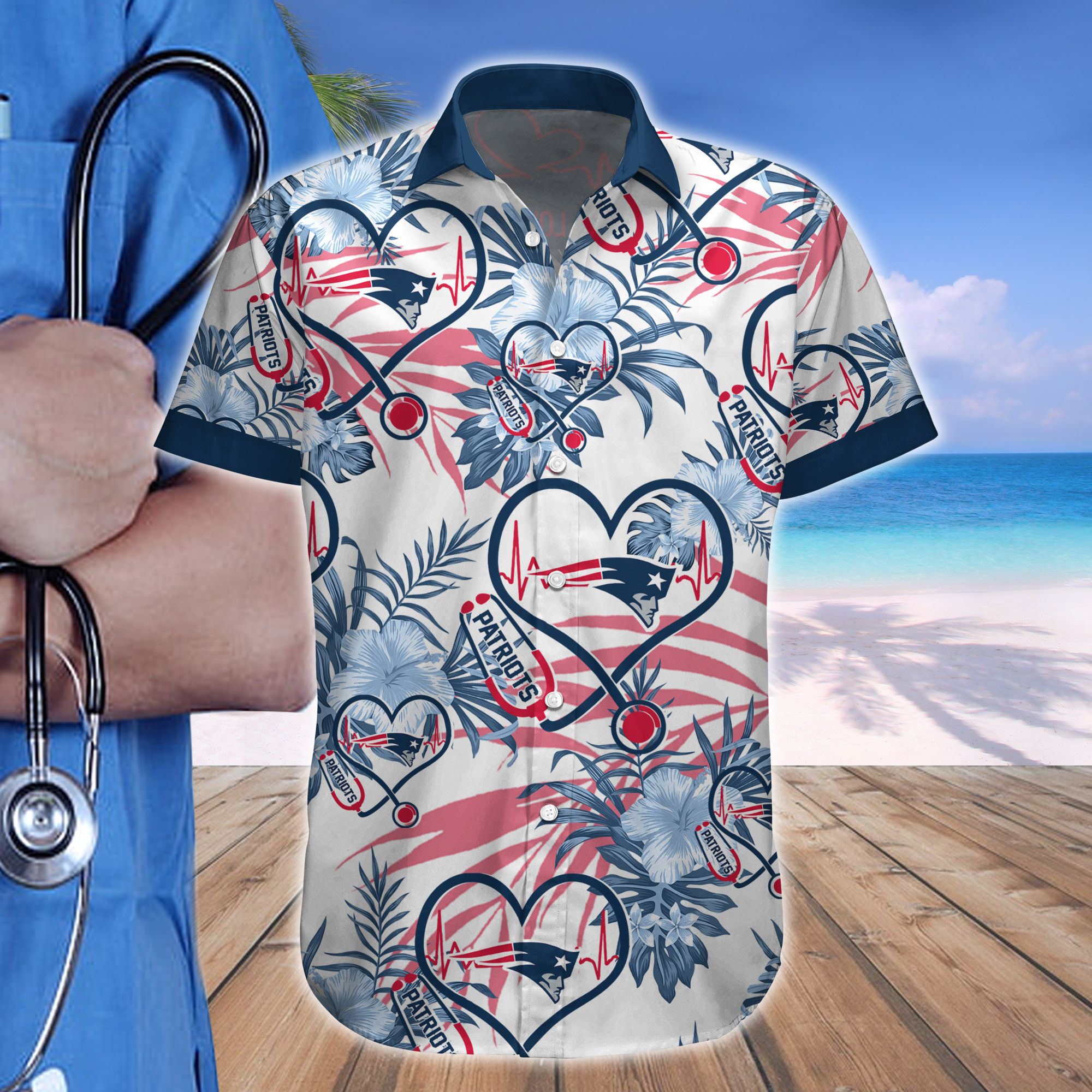 Nurse Love New England Patriots Hawaiian shirt