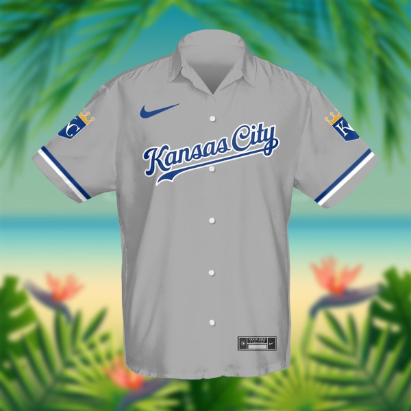 MLB Kansas City Royals Grey Personalized Hawaiian Shirt