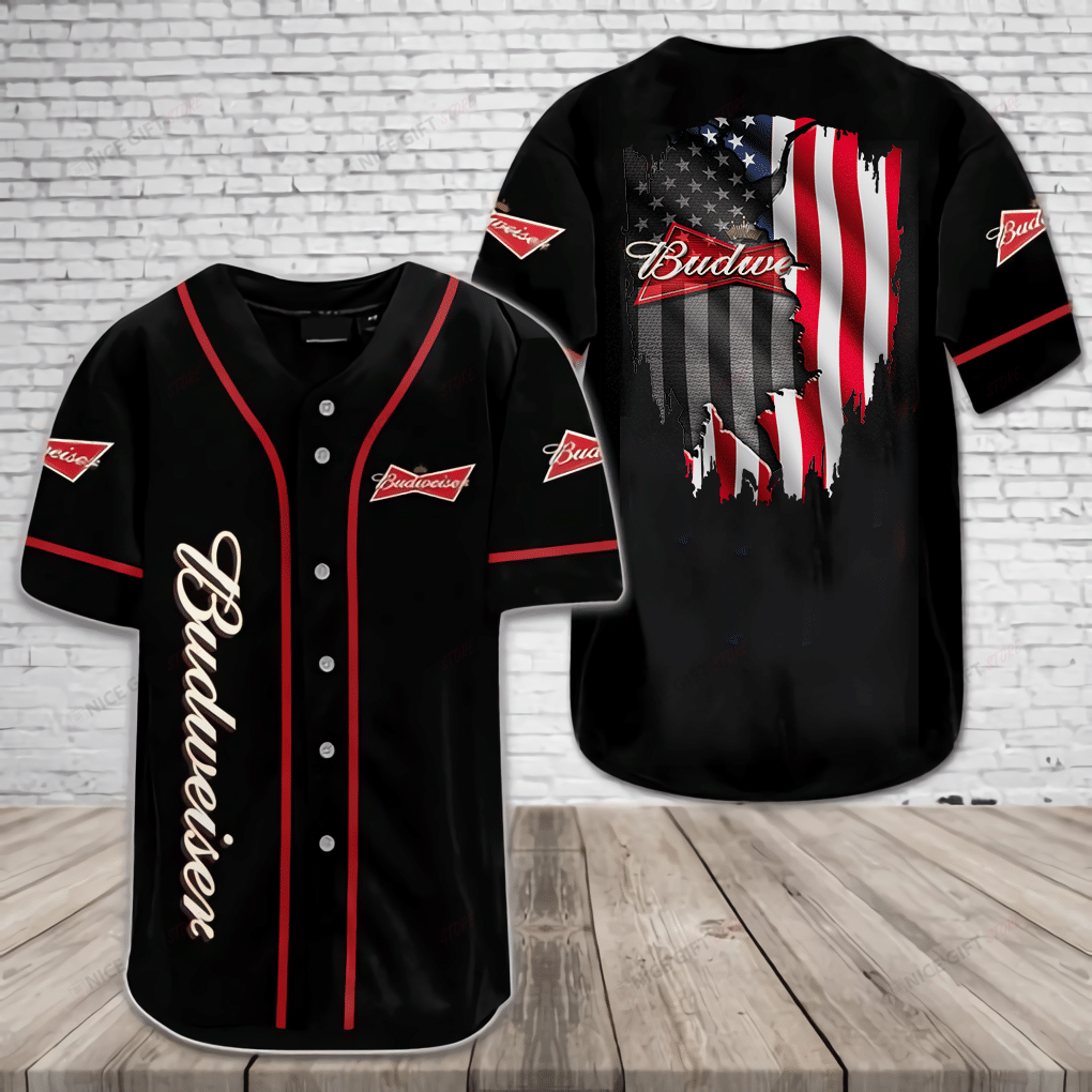 Budweiser American Flag Baseball Jersey