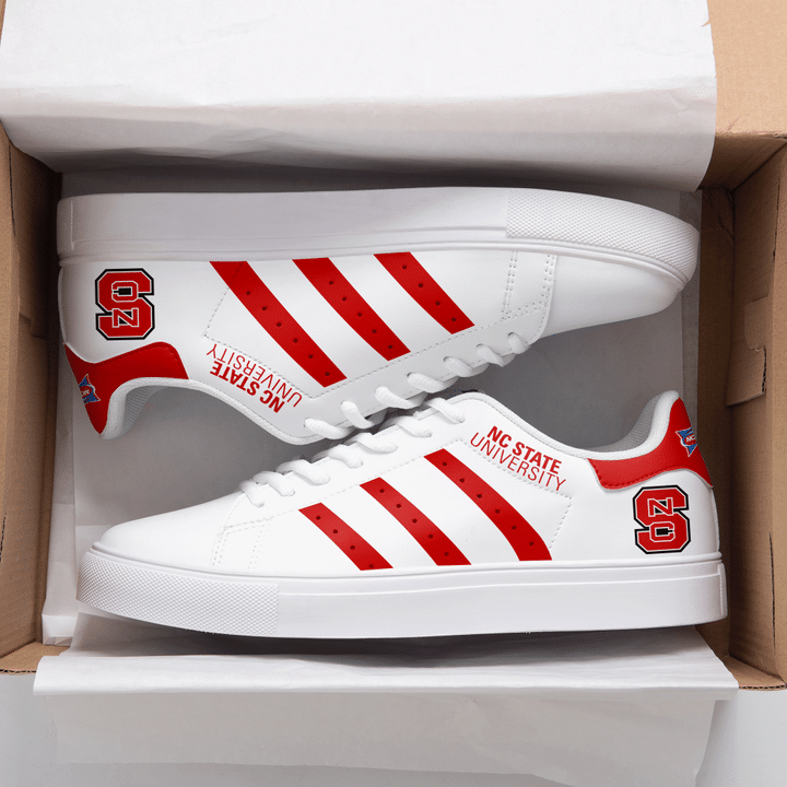 North Carolina State NCAA Red And White Stan Smith Low Top Shoes