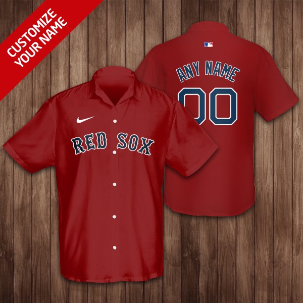 MLB Custom Name Boston red sox Red Hawaiian Shirt