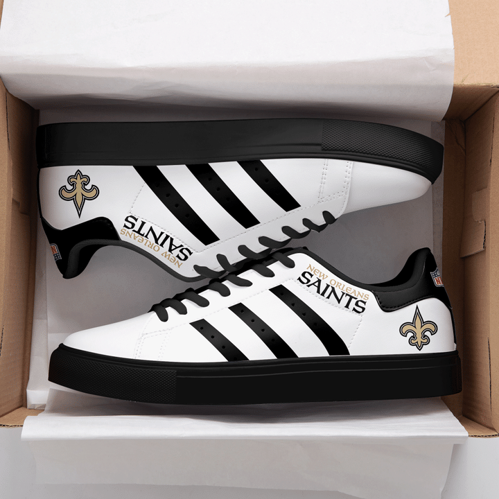 New Orleans Saints NFL Black And White Stan Smith Low Top Shoes