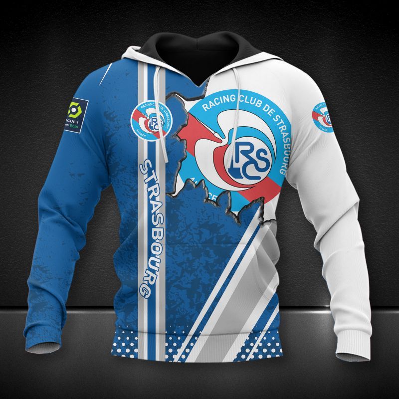 RC Strasbourg Alsace blue white 3d all over printed hoodie