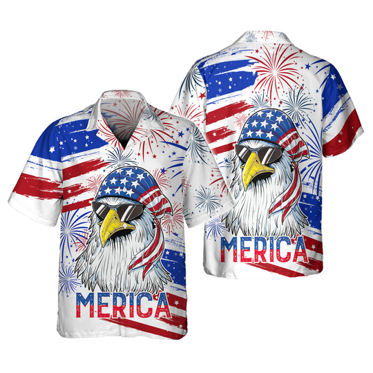 American Eagle 4th of July American Flag Hawaiian Shirt