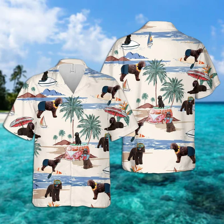 Irish Water Spaniel Summer Beach Aloha Hawaiian Shirt