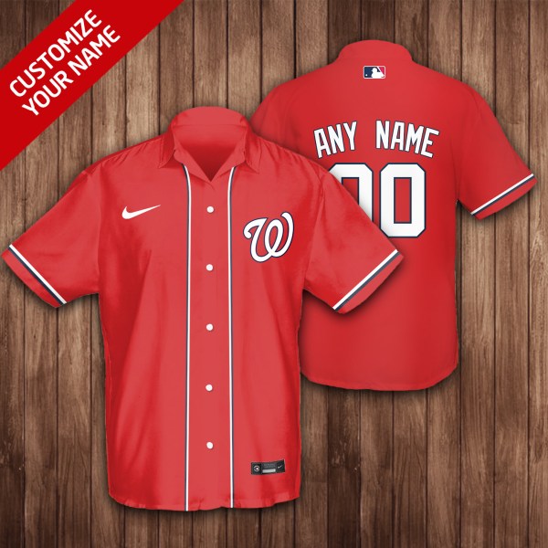 MLB Washington Nationals Red Personalized Hawaiian Shirt