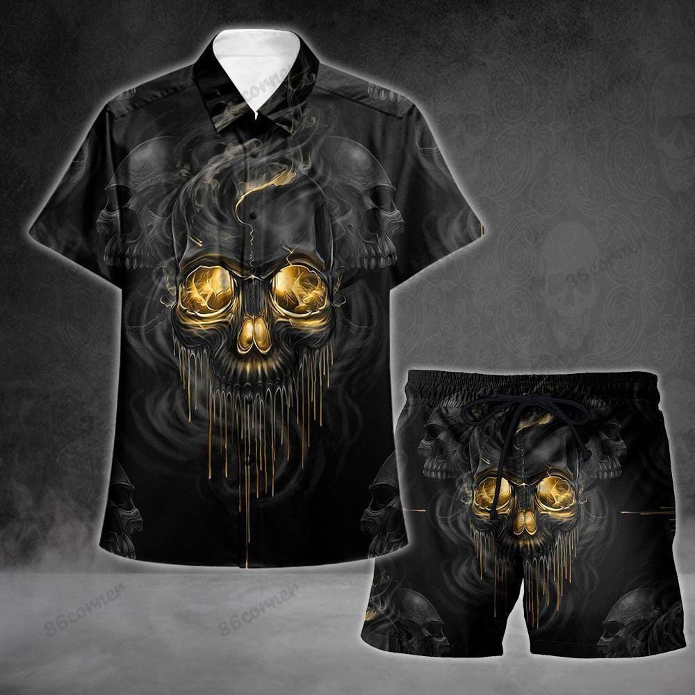 Golden Skull Gothic Grim Reaper Summer Hawaiian Shirts