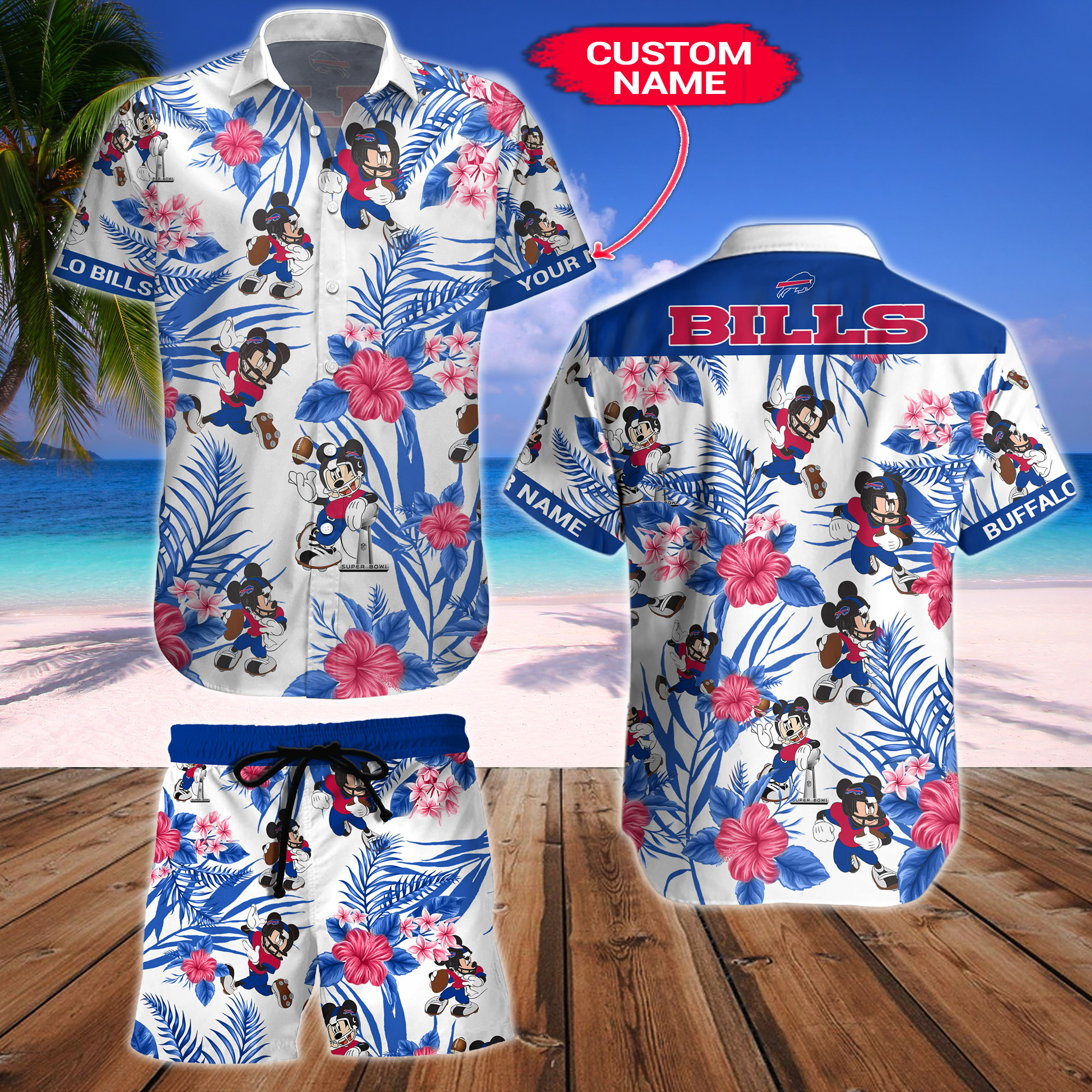 Buffalo Bills Mickey Custom Name Hawaiian Shirt