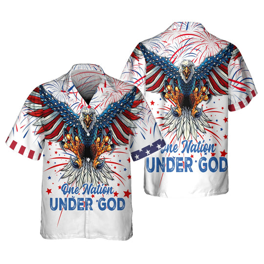 Ealge One Nation Under God 4th of July Hawaiian Shirt
